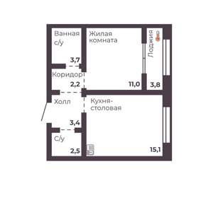 1-к квартира, вторичка, 38м2, 5/17 этаж