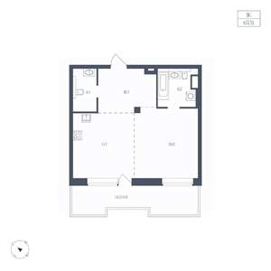 1-к квартира, вторичка, 64м2, 4/9 этаж