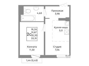 2-к квартира, вторичка, 32м2, 10/10 этаж