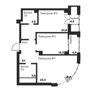 2-к квартира, вторичка, 84м2, 17/29 этаж