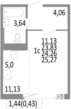 1-к квартира, строящийся дом, 24м2, 4/10 этаж