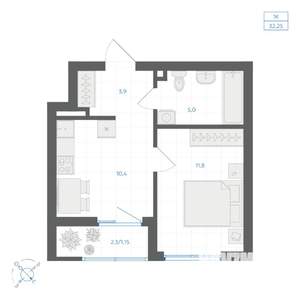 1-к квартира, вторичка, 32м2, 5/11 этаж
