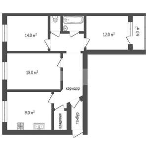 3-к квартира, вторичка, 67м2, 5/10 этаж