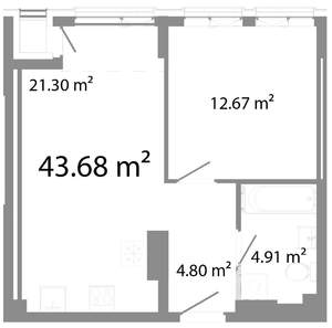 2-к квартира, строящийся дом, 44м2, 25/25 этаж