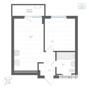 1-к квартира, вторичка, 42м2, 2/9 этаж