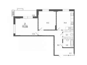 2-к квартира, вторичка, 71м2, 12/30 этаж