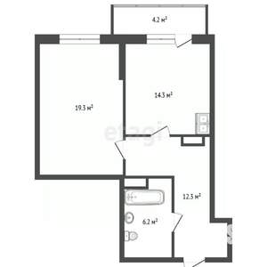 1-к квартира, вторичка, 53м2, 3/12 этаж