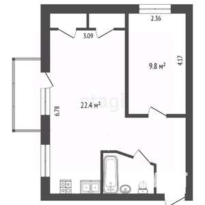 2-к квартира, вторичка, 41м2, 5/5 этаж