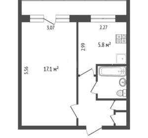 1-к квартира, вторичка, 30м2, 4/5 этаж