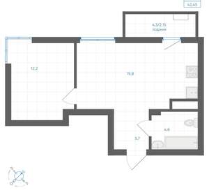 1-к квартира, вторичка, 42м2, 5/18 этаж