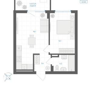 1-к квартира, вторичка, 41м2, 7/18 этаж