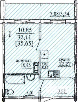 1-к квартира, вторичка, 36м2, 7/10 этаж