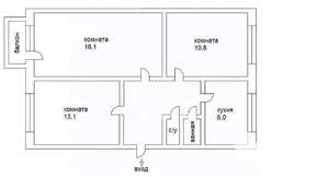 3-к квартира, вторичка, 63м2, 3/5 этаж