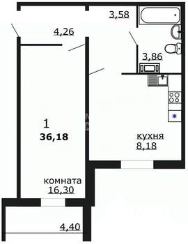 1-к квартира, вторичка, 36м2, 6/18 этаж