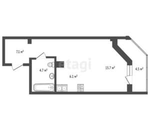 1-к квартира, вторичка, 30м2, 3/5 этаж
