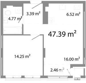 2-к квартира, строящийся дом, 47м2, 21/21 этаж