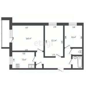 3-к квартира, вторичка, 59м2, 4/9 этаж