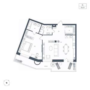 1-к квартира, вторичка, 87м2, 3/9 этаж