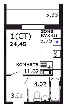 Студия квартира, вторичка, 24м2, 10/18 этаж