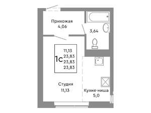 Студия квартира, строящийся дом, 24м2, 1/10 этаж