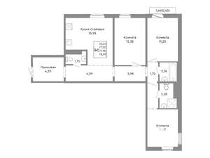 4-к квартира, строящийся дом, 78м2, 10/10 этаж