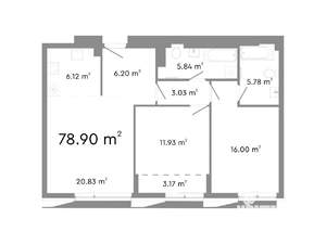 3-к квартира, строящийся дом, 79м2, 13/24 этаж