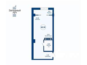 1-к квартира, вторичка, 46м2, 11/25 этаж