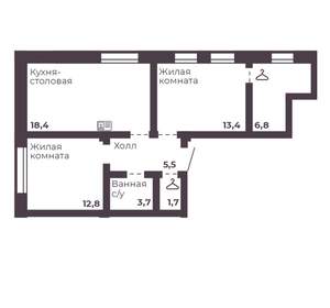 2-к квартира, вторичка, 62м2, 4/17 этаж