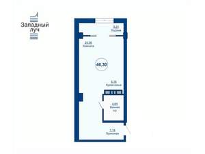 1-к квартира, вторичка, 46м2, 8/25 этаж