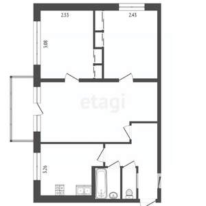 3-к квартира, вторичка, 48м2, 3/5 этаж