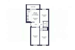 3-к квартира, вторичка, 69м2, 4/10 этаж