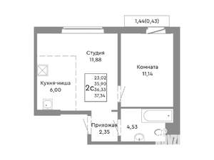 2-к квартира, вторичка, 36м2, 5/10 этаж