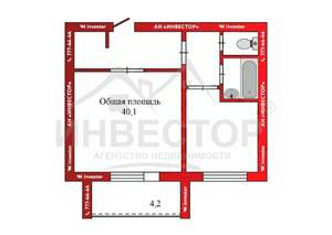 1-к квартира, вторичка, 40м2, 5/10 этаж