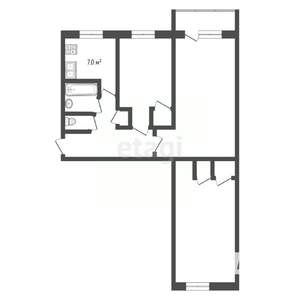 3-к квартира, вторичка, 59м2, 5/5 этаж