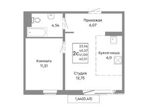 2-к квартира, вторичка, 41м2, 4/10 этаж