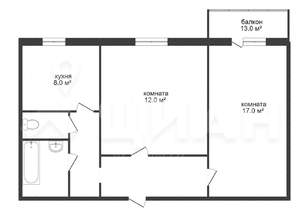 2-к квартира, вторичка, 57м2, 3/10 этаж