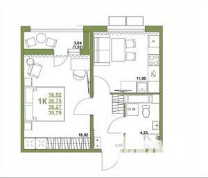 1-к квартира, вторичка, 38м2, 2/16 этаж