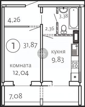 1-к квартира, вторичка, 32м2, 4/10 этаж