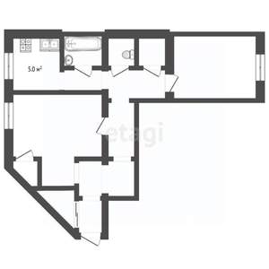 2-к квартира, вторичка, 68м2, 1/3 этаж