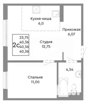 2-к квартира, вторичка, 40м2, 3/10 этаж