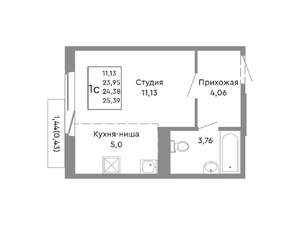 1-к квартира, строящийся дом, 24м2, 5/10 этаж