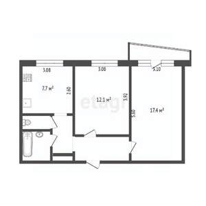 2-к квартира, вторичка, 50м2, 7/9 этаж