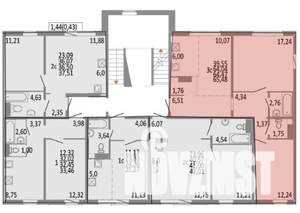 3-к квартира, строящийся дом, 64м2, 7/10 этаж