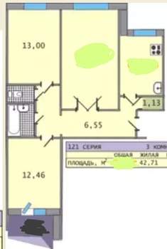 3-к квартира, вторичка, 66м2, 8/10 этаж