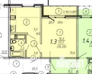 2-к квартира, вторичка, 35м2, 13/25 этаж