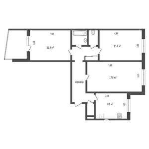 3-к квартира, вторичка, 70м2, 4/9 этаж