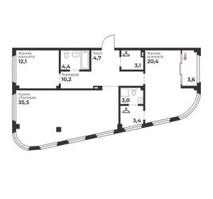 2-к квартира, вторичка, 97м2, 17/23 этаж