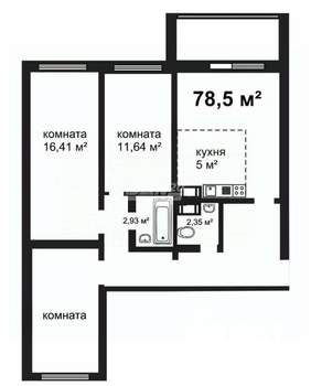 3-к квартира, вторичка, 79м2, 12/16 этаж
