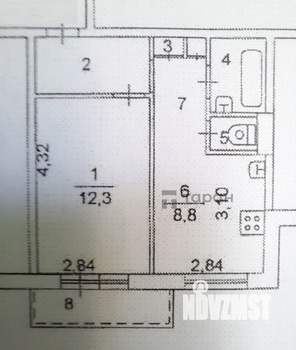 1-к квартира, вторичка, 32м2, 4/9 этаж