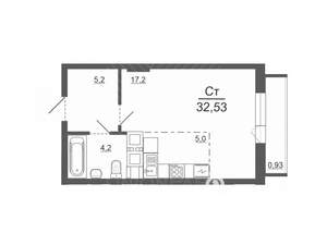 Студия квартира, вторичка, 33м2, 27/30 этаж